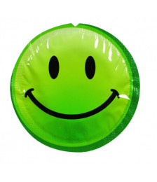 Préservatif lubrifié en latex smiley x 1 couleur aléatoire 54mm - 100EXSS